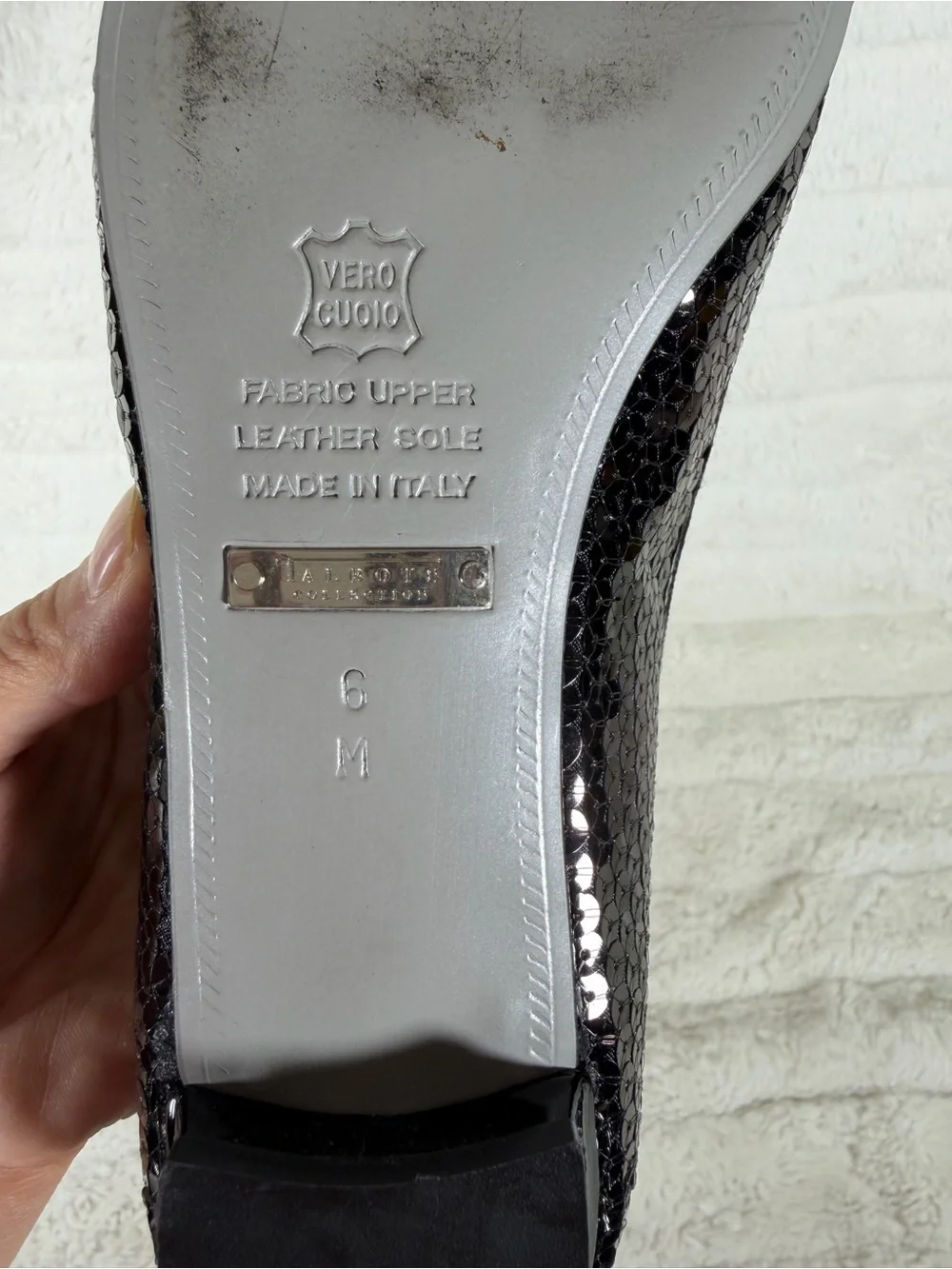 Talbots pointed-toe black sequin With Bow ballet flats Size 6